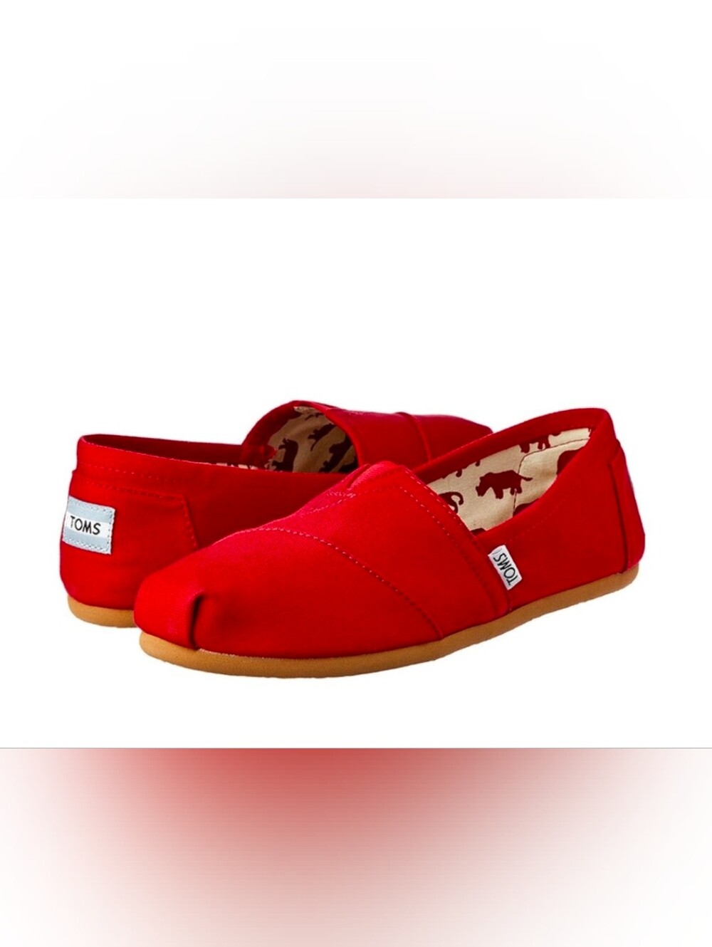 TOMS Alpargata Classic Red Canvas Slip-On Shoes Size 8